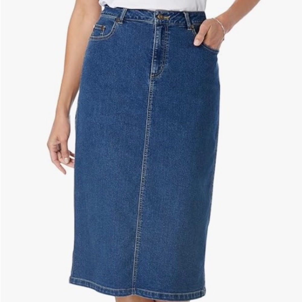Classic Blue Denim Skirt by Woman Within